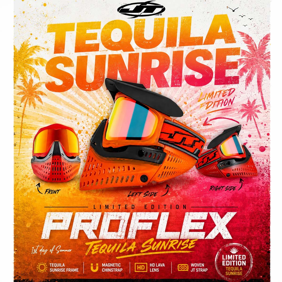JT ProFlex Paintball Mask - Tequila Sunrise Ice W/Lava Lense